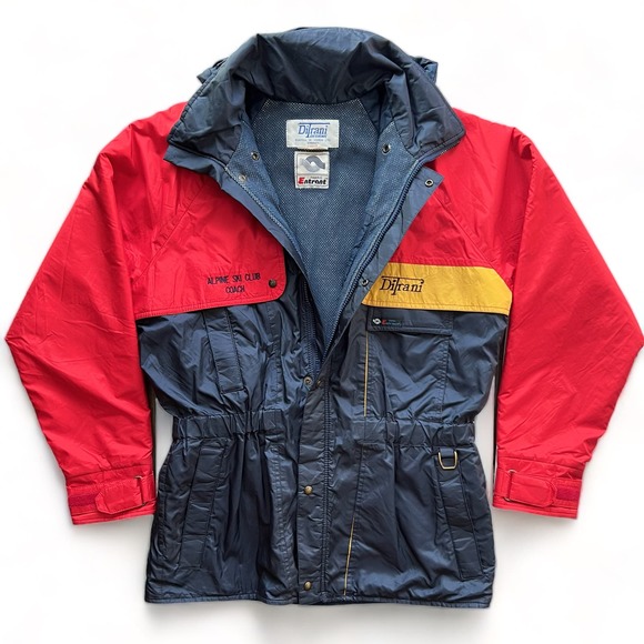 True Vintage Ditrani Entrant Alpine Ski Club Coach Jacket Winter Coat Blue Red M - Picture 2 of 15